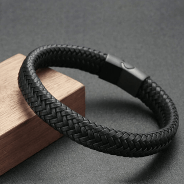 1pc Men's Black Simple Woven Bracelet, Father's Day Gift