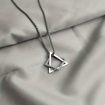 1pc Men's Stainless Steel Geometric Pendant Necklace, Hip-hop High-end Accessories, father's day gift