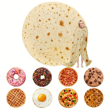 1pc Tortilla Blanket Pepperoni Pizza Blanket Realistic Donut Blanket Food Throw Blanket, Personalized Gift Blanket, Soft And Comfortable Facecloth Round Blanket Cookies Blanket Novelty Realistic Cookies Throw Blanket
