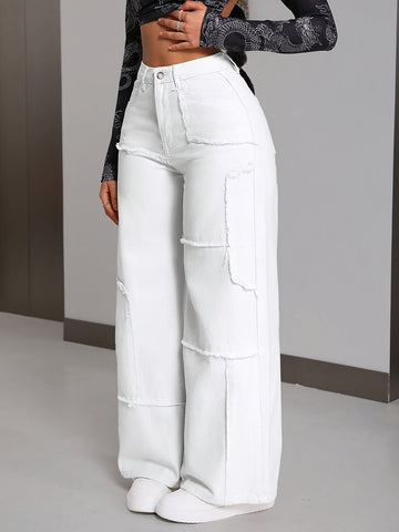 Women's High-Waisted Wide-leg Jeans -/MH
