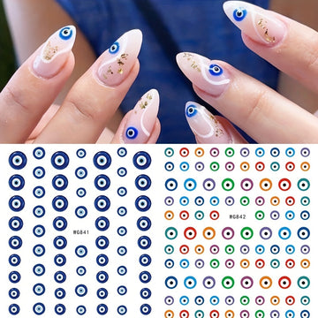 3D Evil Eye Nail Art Stickers - Self-Adhesive Witch Nail Decals for Manicure Designs - Perfect Gift for Women and Girls