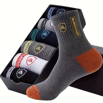 5 Pairs of Stylish Breathable Crew Socks for Men,/MH