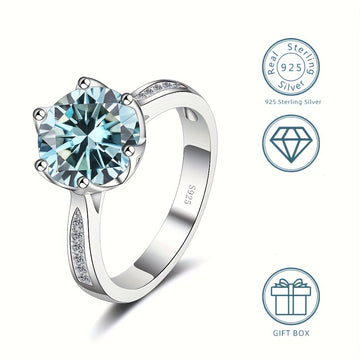 3ct Moissanite Ring 925 Sterling Silver Multi Colors To Choose High Quality Wedding Ring For Brides With Certificate And Gift Box