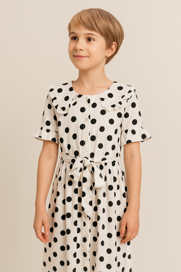 Ruffle Collar Polka Dot Dress I MH