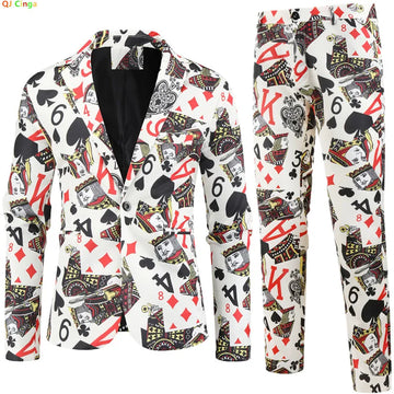 Two Piece,Poker Pattern Printed Decorative Jacket.