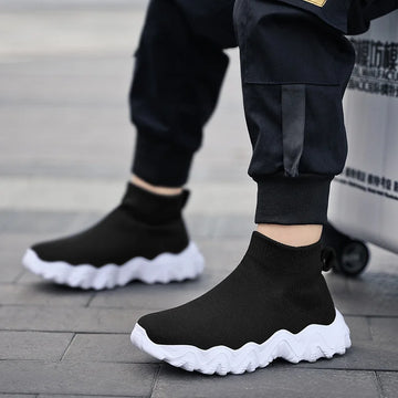 Kids Shoes Boys Sneakers Fashion Knit High Top Shoes .