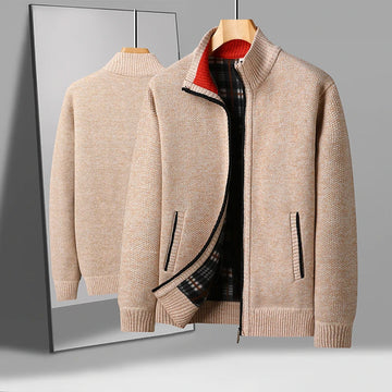 Men's Knitted Cardigan Jacket Autumn Winter Plush Sweater Men's.