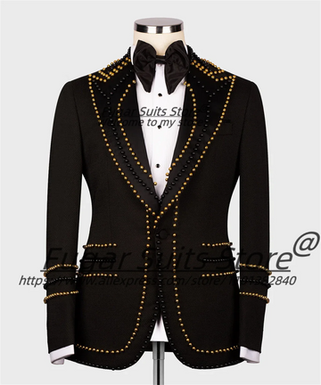 High-end Beadwork Men Suits Customized Slim Fit .