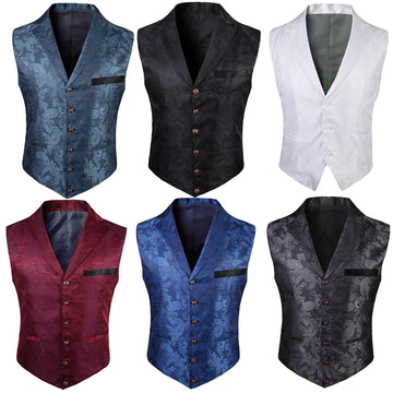 New High-end Suit Collar Jacquard White Vest for Men,
