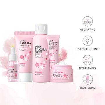 1 Set Sakura Skin Gift Set, improving Skin Tone Firming, Smoothing Cream, Sensitive Skin Serum