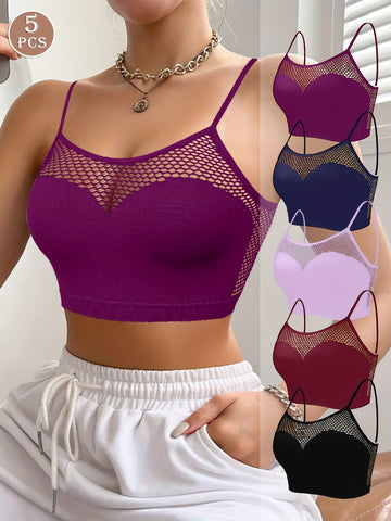 5-Pack Sexy Cutout Bras, High Support Knit Fabric,