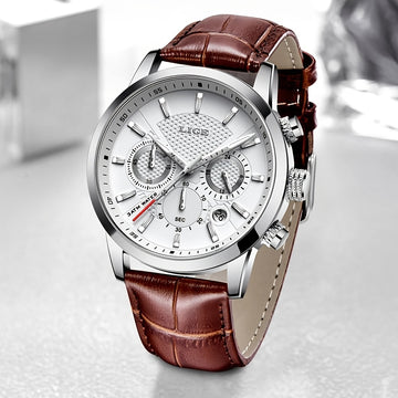 Watches Mens LIGE Top Brand Luxury Casual Faux Leather Quartz Men's