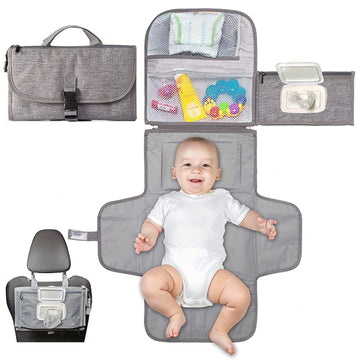 Portable Diaper Changing Pad With Built-in Head Cushion, Newborn Baby Changing Pad With Smart Wipes Pocket, Waterproof Travel Changing Mat Station Kit, Baby Diaper Bag Shower Gift For Boys And Girls, Halloween, Thanksgiving A