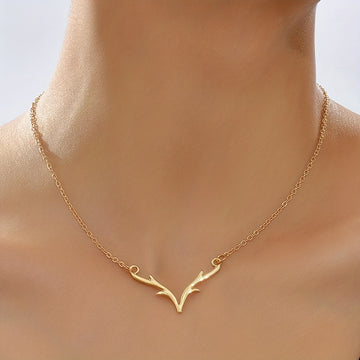 Minimalist Style Deer Shape Clavicle Necklace Elegant Neck Jewelry Gift For Women Christmas Ornament