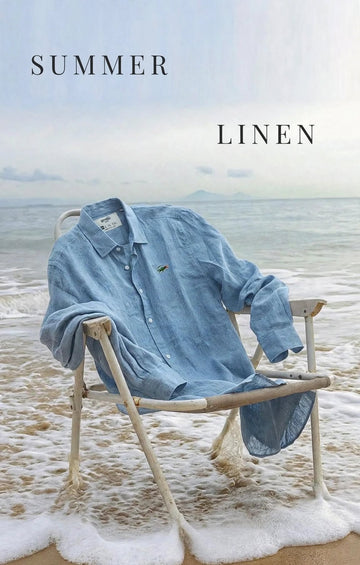 Men's premium rich soft weight linen shirt in light blue