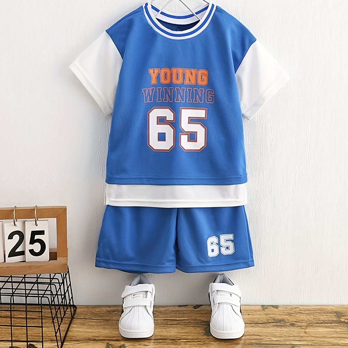 Boys "Young Winning" Number "65" Casual Outfit Round Neck T-shirt.