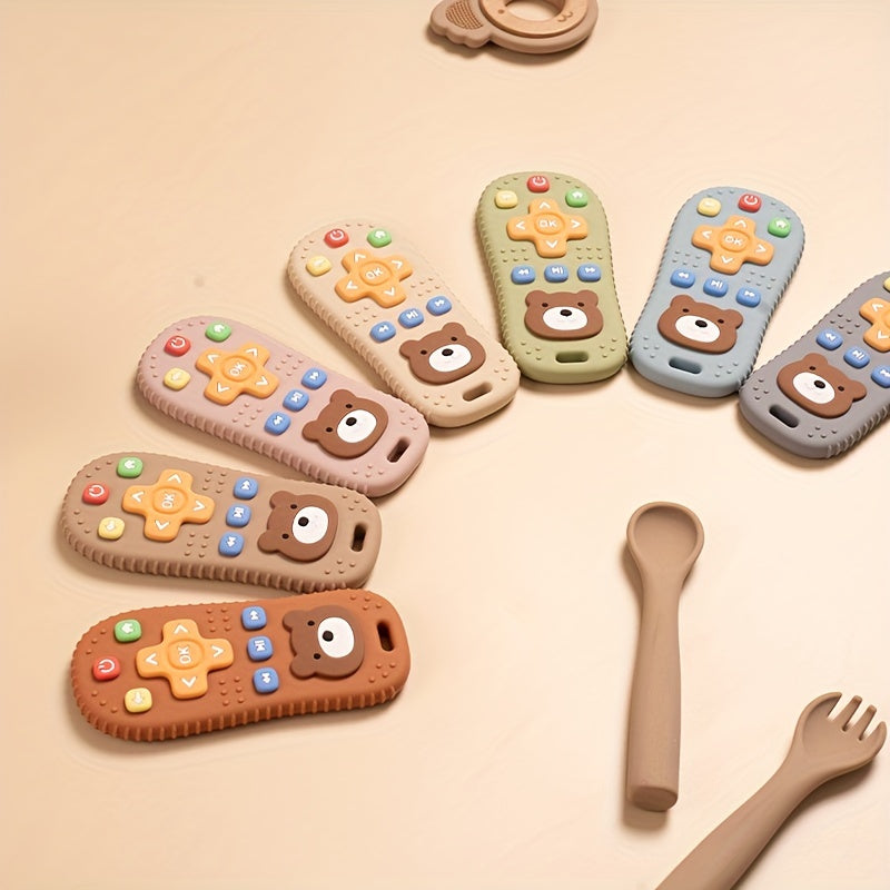 Cute Bear Silicone Baby Teether - Remote Control Shape Food Grade Teething Toy for Newborns - Sensory Teething Toy, Halloween, Thanksgiving And Christmas Gift