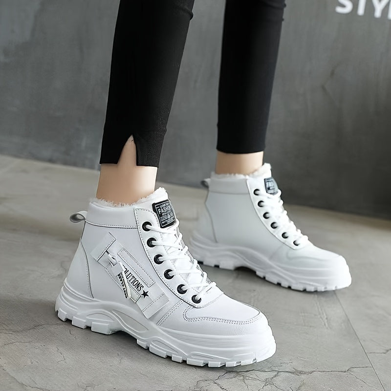 Women'S Winter High-Top Boots - Warm Fleece-Lined Ankle Boots.