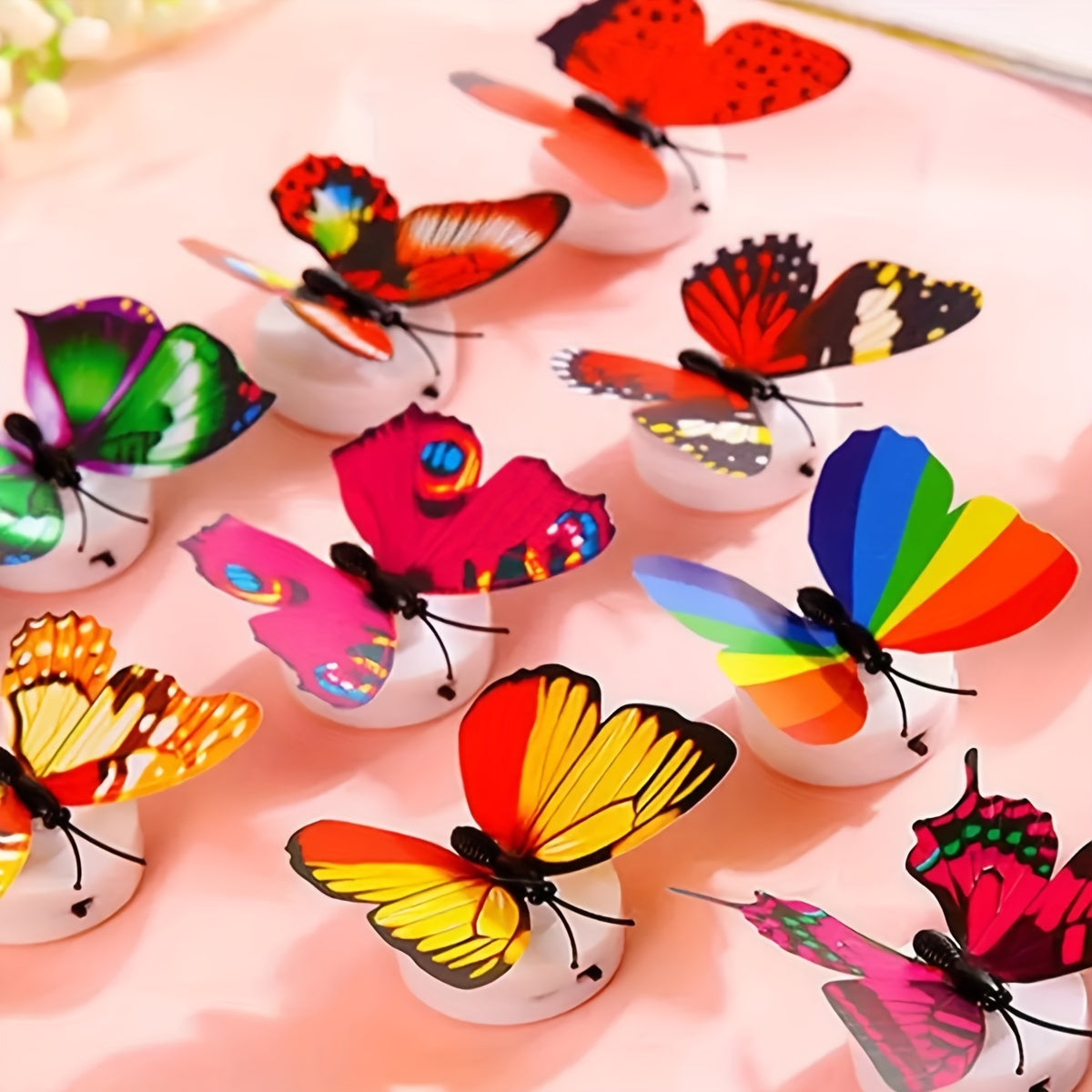 Colorful Glowing Butterfly Night Light - 3D LED Wall Sticker - Battery-Powered Room Decoration Easter Gift