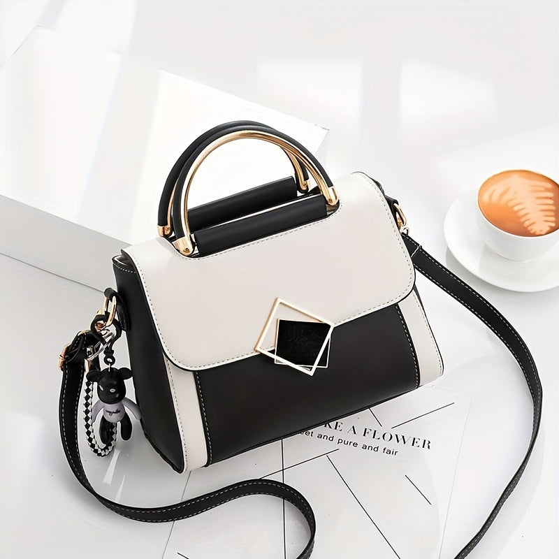 Trendy Colorblock Square Shoulder Bag,