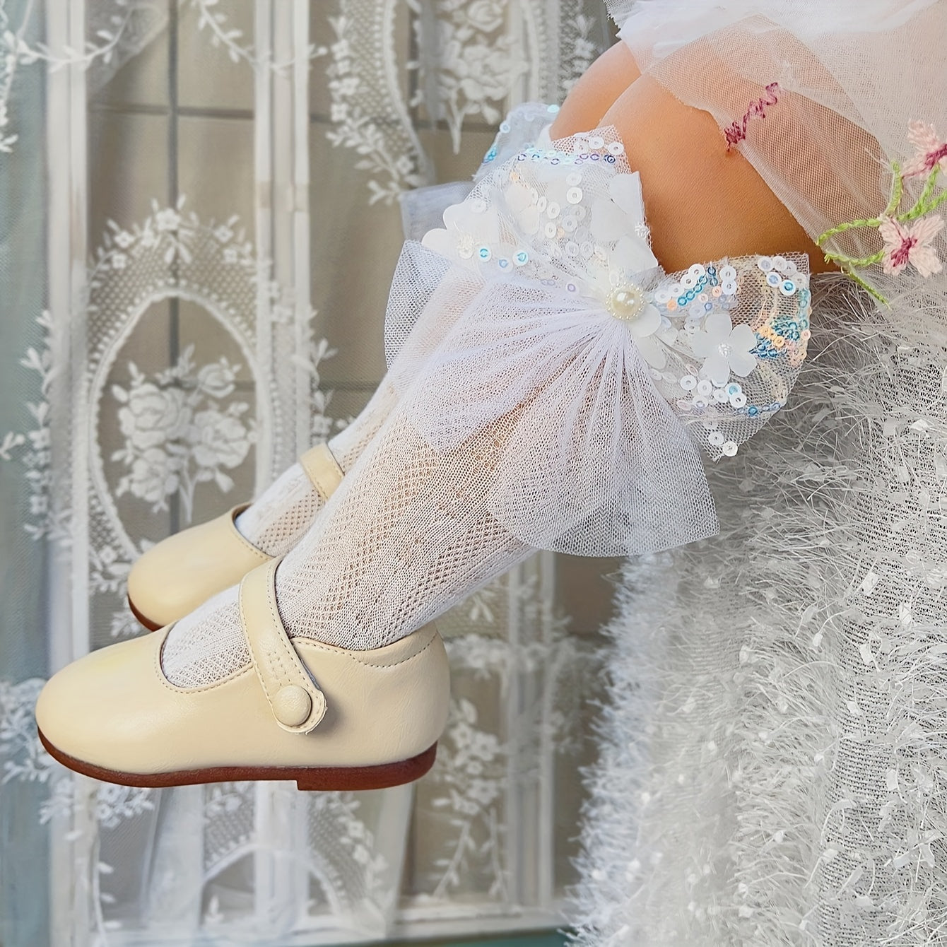 1/3 Pairs Of Girl's Cute Knee-High Socks with A Big Bow,/MH