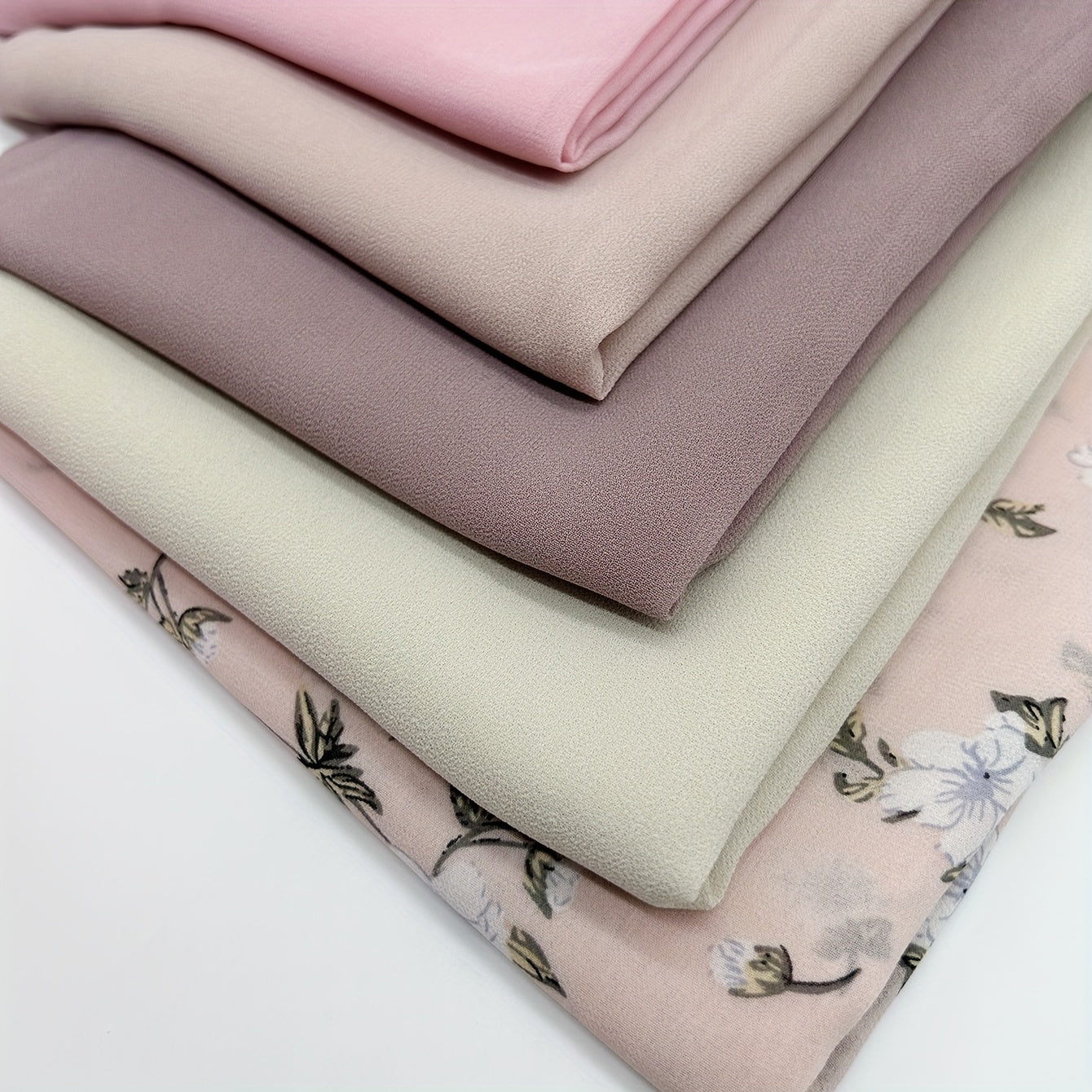 1set Chiffon Elegant Hijab Headscarf Pearl Headscarf Button 5pcs Solid Color '/MH