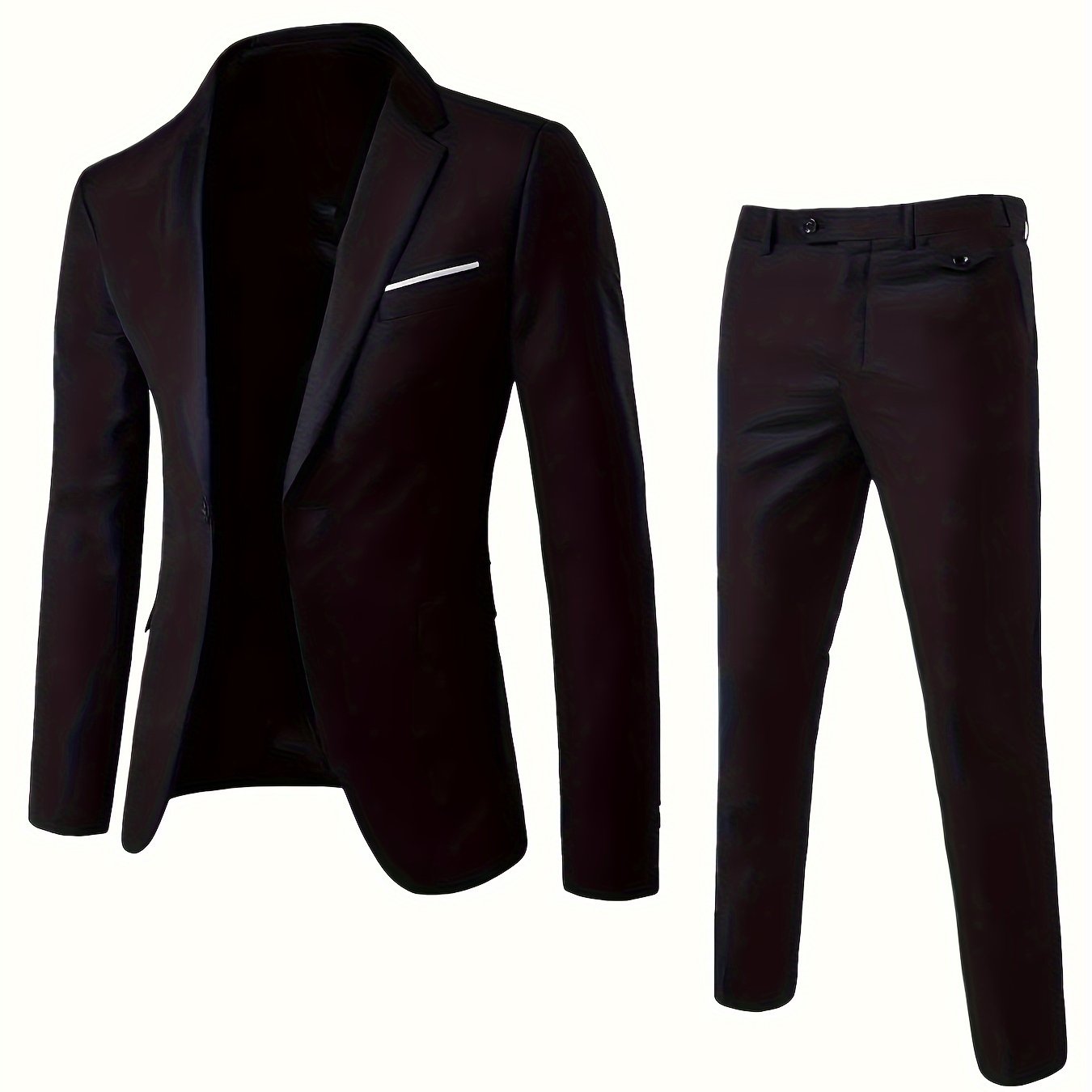 Men's Business Casual Suit Set, 2-Piece Blazer And Dress Pants,