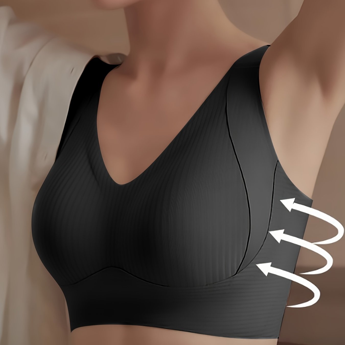 1pc Seamless Wireless Bra, Elegant Solid Color, Breathable & Comfort./MH