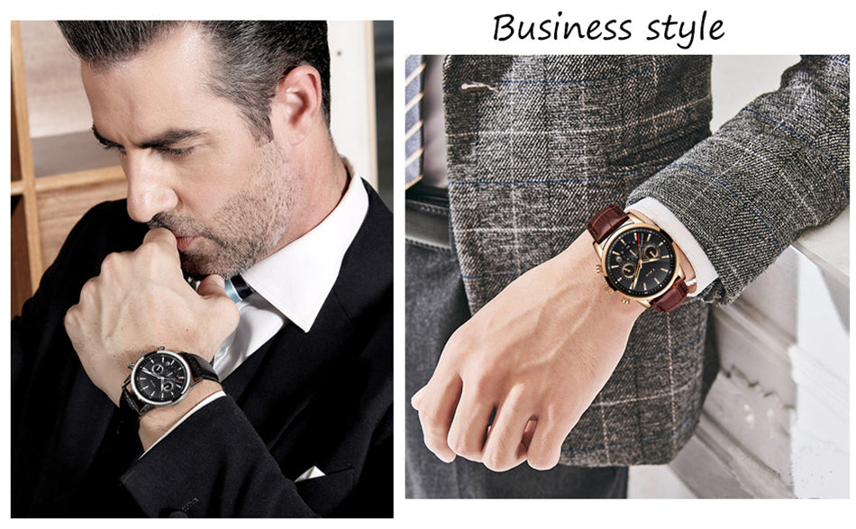Watches Mens  LIGE Top Brand Luxury Casual Faux Leather Quartz Men's