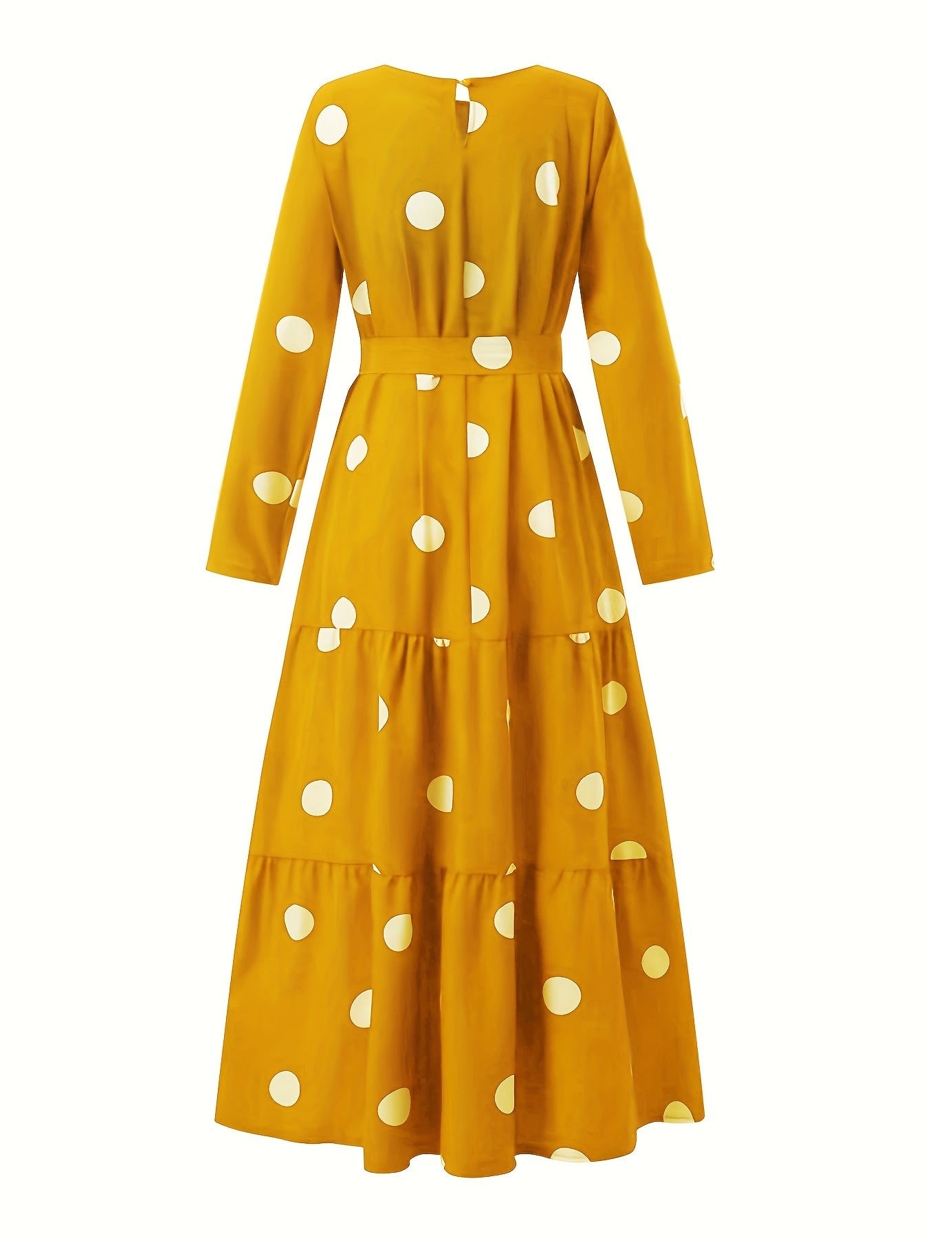 Polka Dot Print Kaftan Dress, Casual Long Sleeve 'MH
