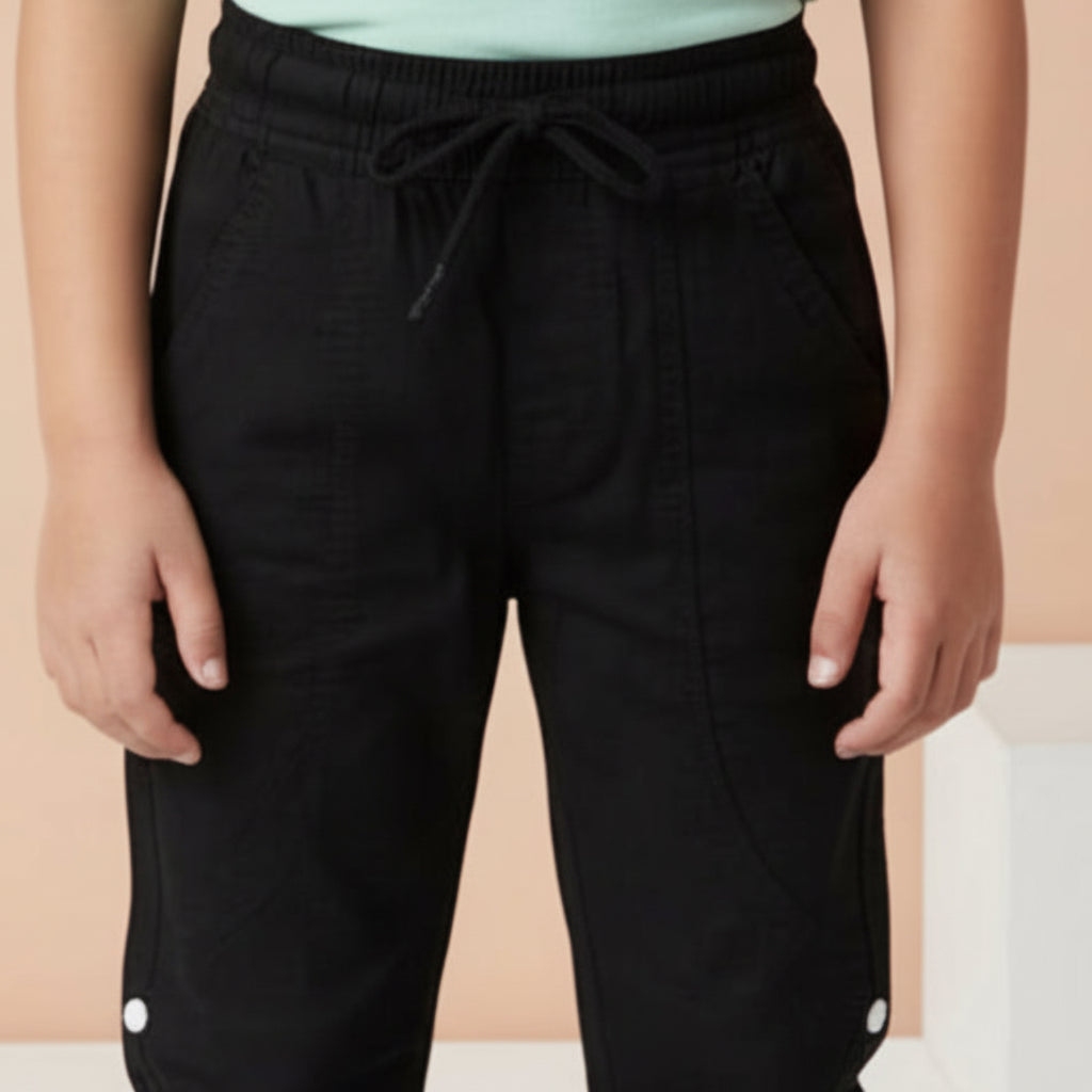 Boys Black Jogger Trousers Ages 1-8 Years - Stylish Elastic Cuff Playwear Pants | MH