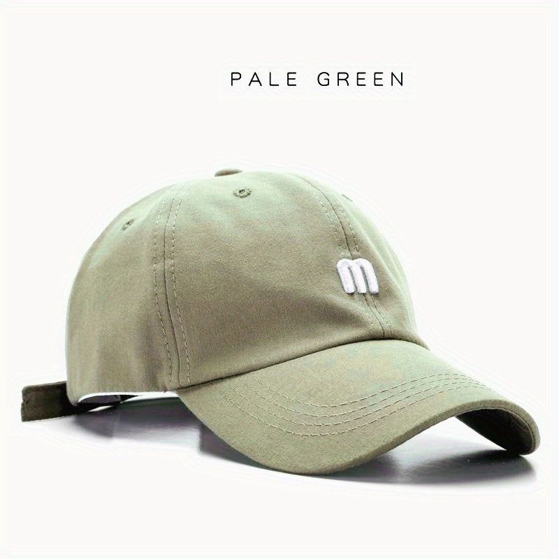 A Cap Featuring an Embroidered M, Designed As a Soft Sunshade Hat,