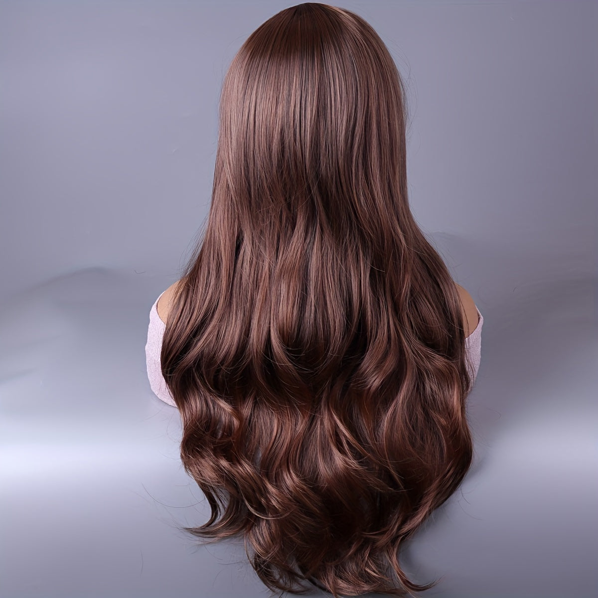 Long Reddish Brown Curly Wig With Bangs For Women Curly Wavy Wigs Synthetic Heat Resistant Fiber For Daily Party Cosplay Use