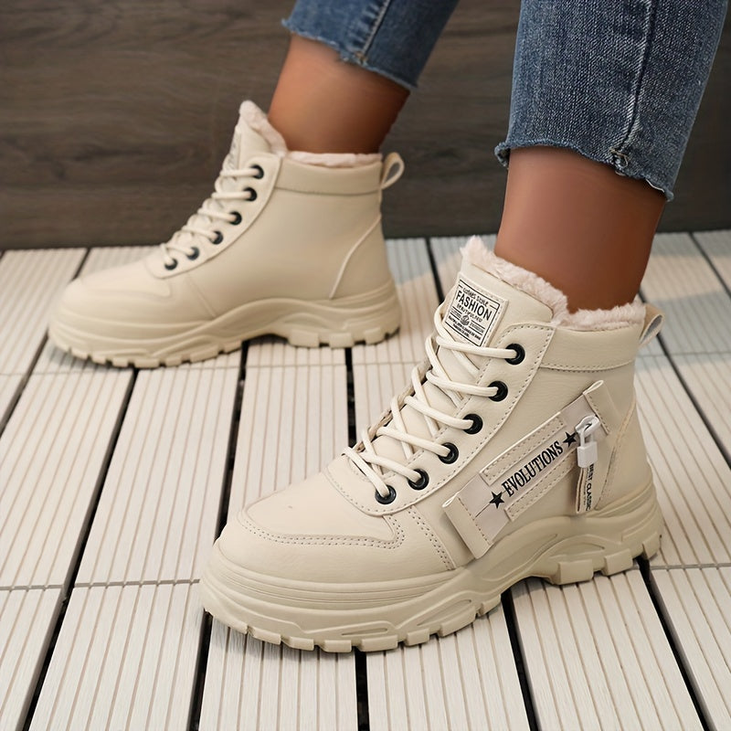 Women'S Winter High-Top Boots - Warm Fleece-Lined Ankle Boots.