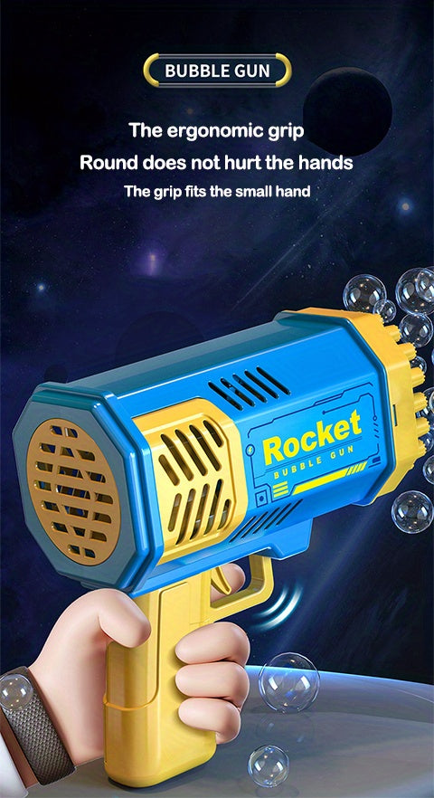 40-hole electric bubble Machine Handheld Gatling Automatic Bubble Gun Children's Portable Outdoor Party Toy LED Light Hair Dryer, As Halloween, Chrismas Gift ( without bubble liquid and battery)