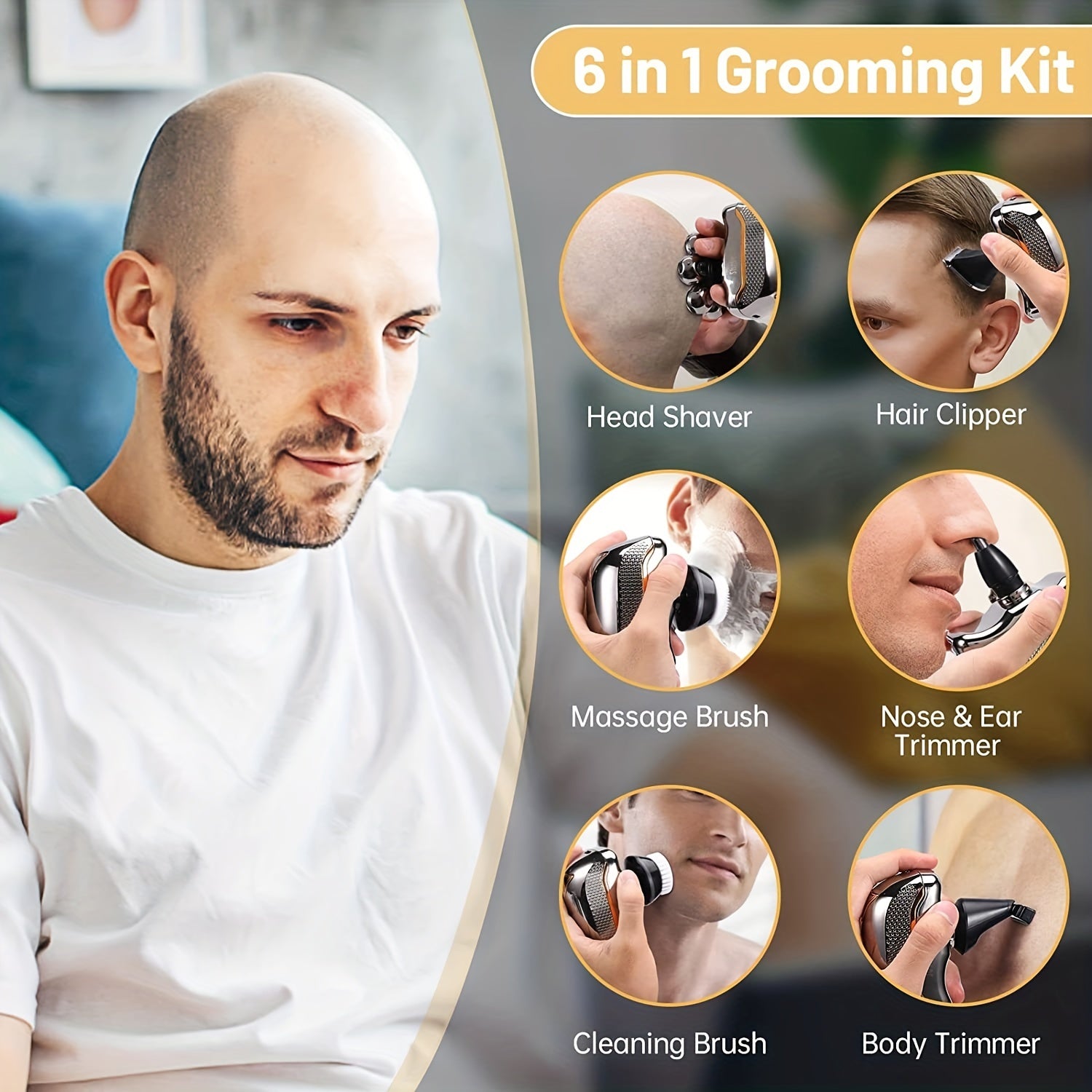 Men'S Electric Head Shaver Razor - Rechargeable Cordless Hair Shaving Razors.