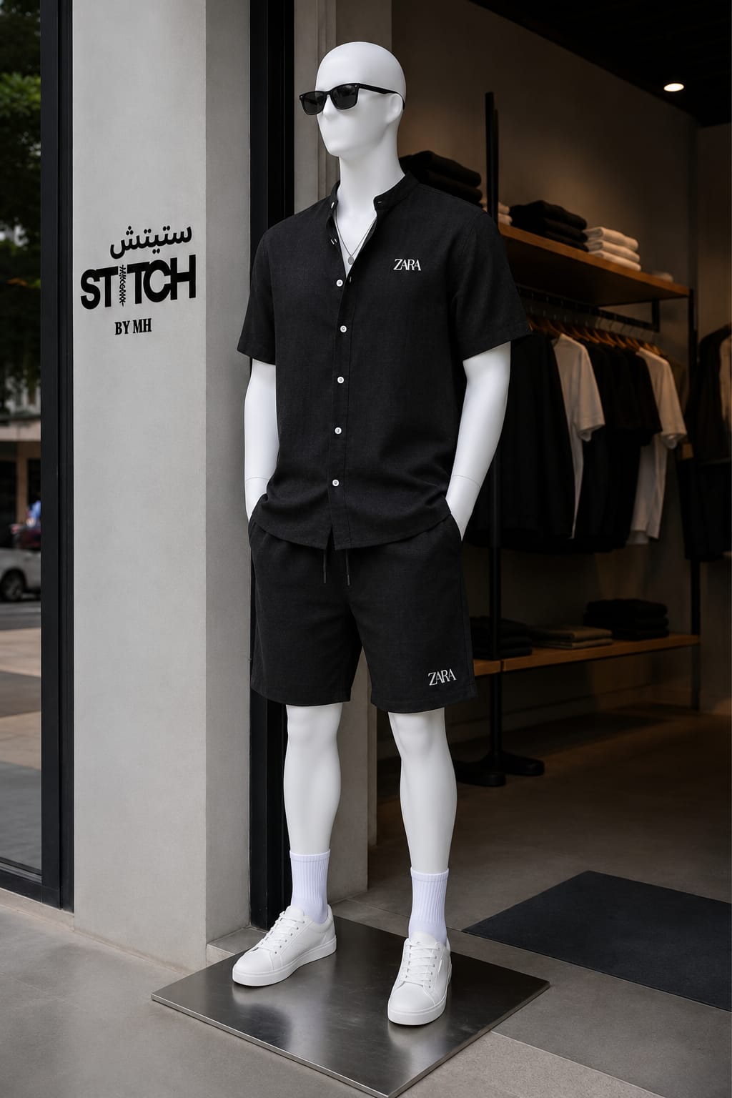 Men’s Premium Textured Band Collar Shirt & Shorts Co-ord Set | Half Sleeve Summer Set | M–XXL