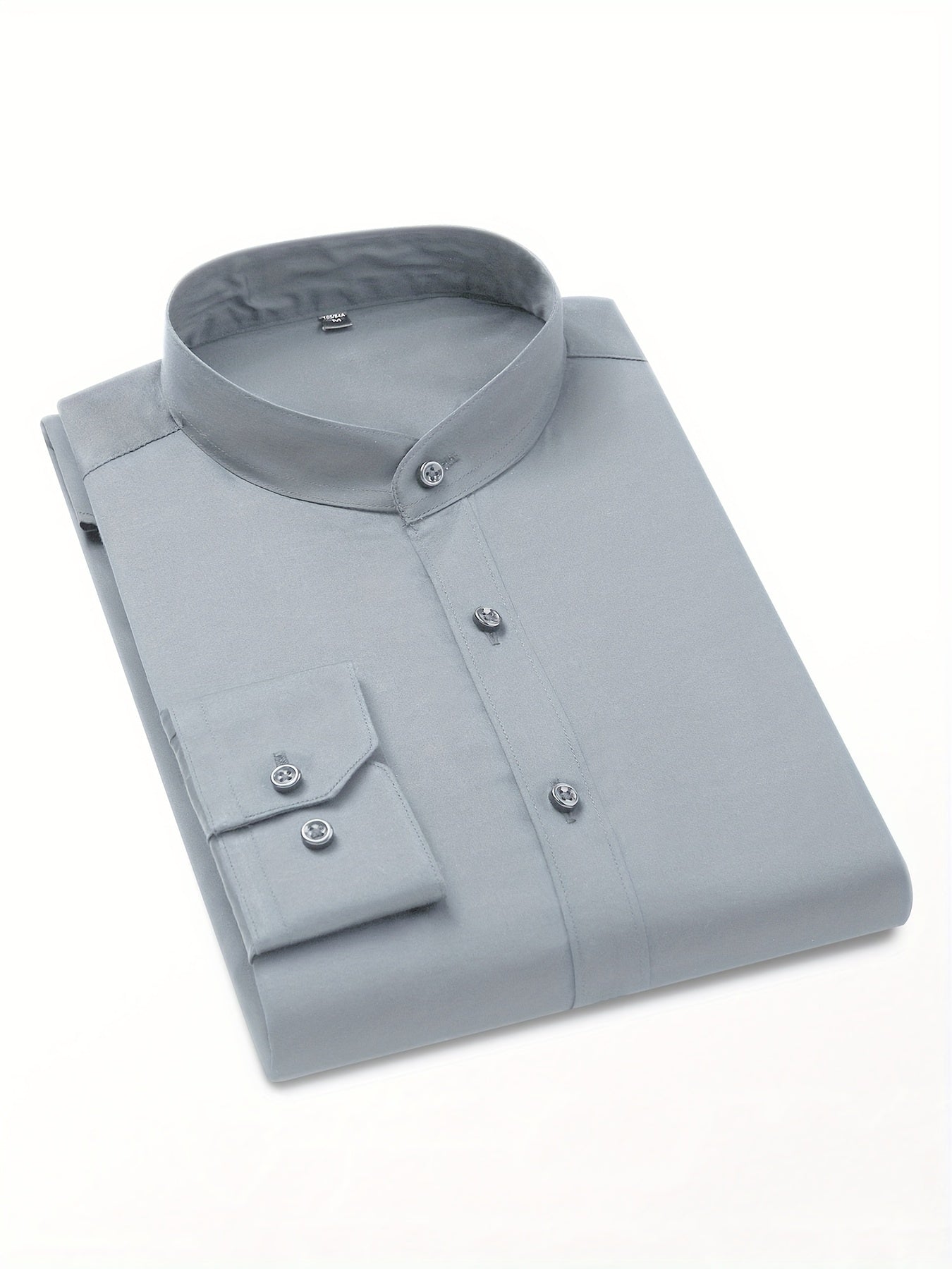 Men's Solid Color Mandarin Collar Design Dress Shirts,