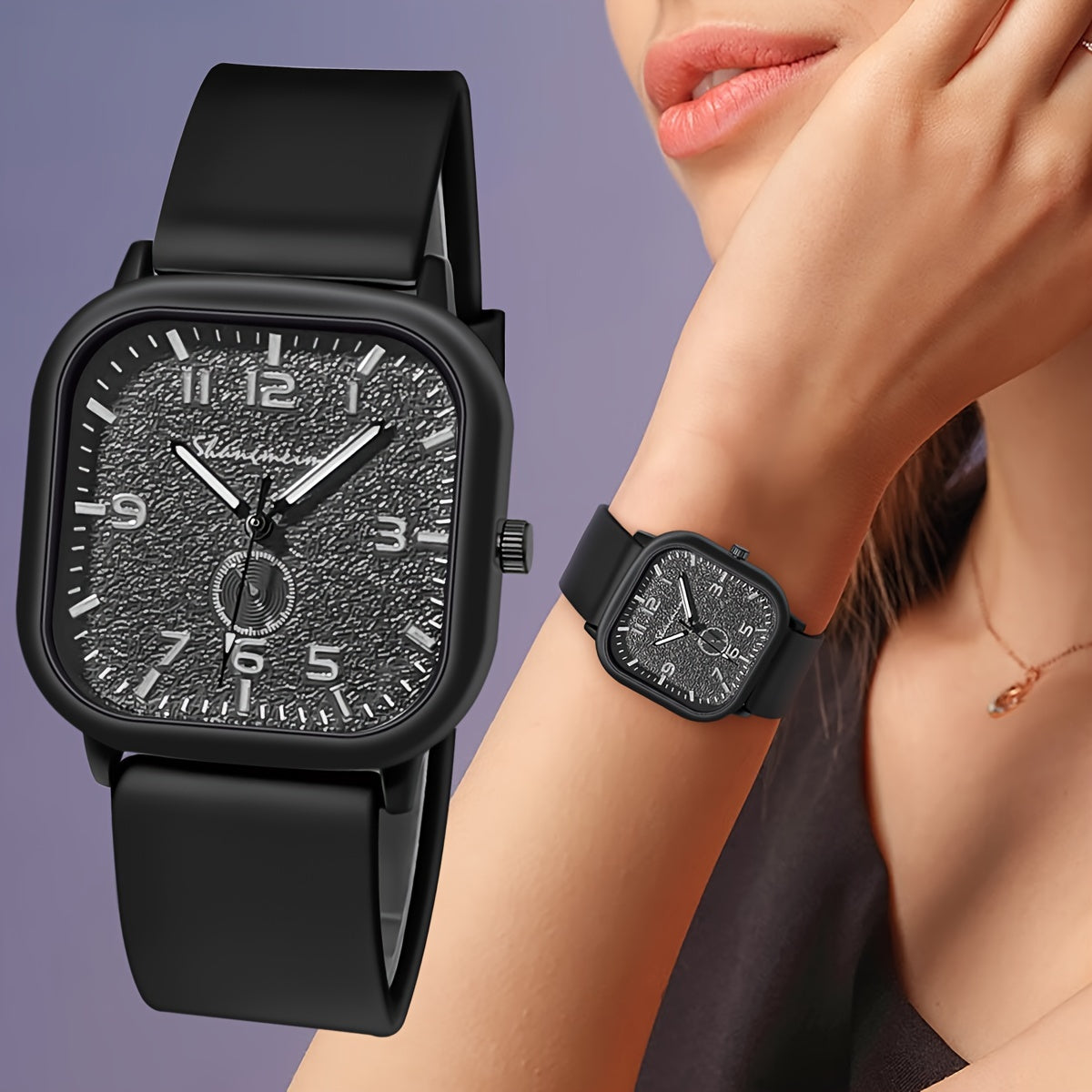 Casual Square Quartz Watch Minimalist Fashion Analog Silicone Band Wrist Watch For Men Women Students