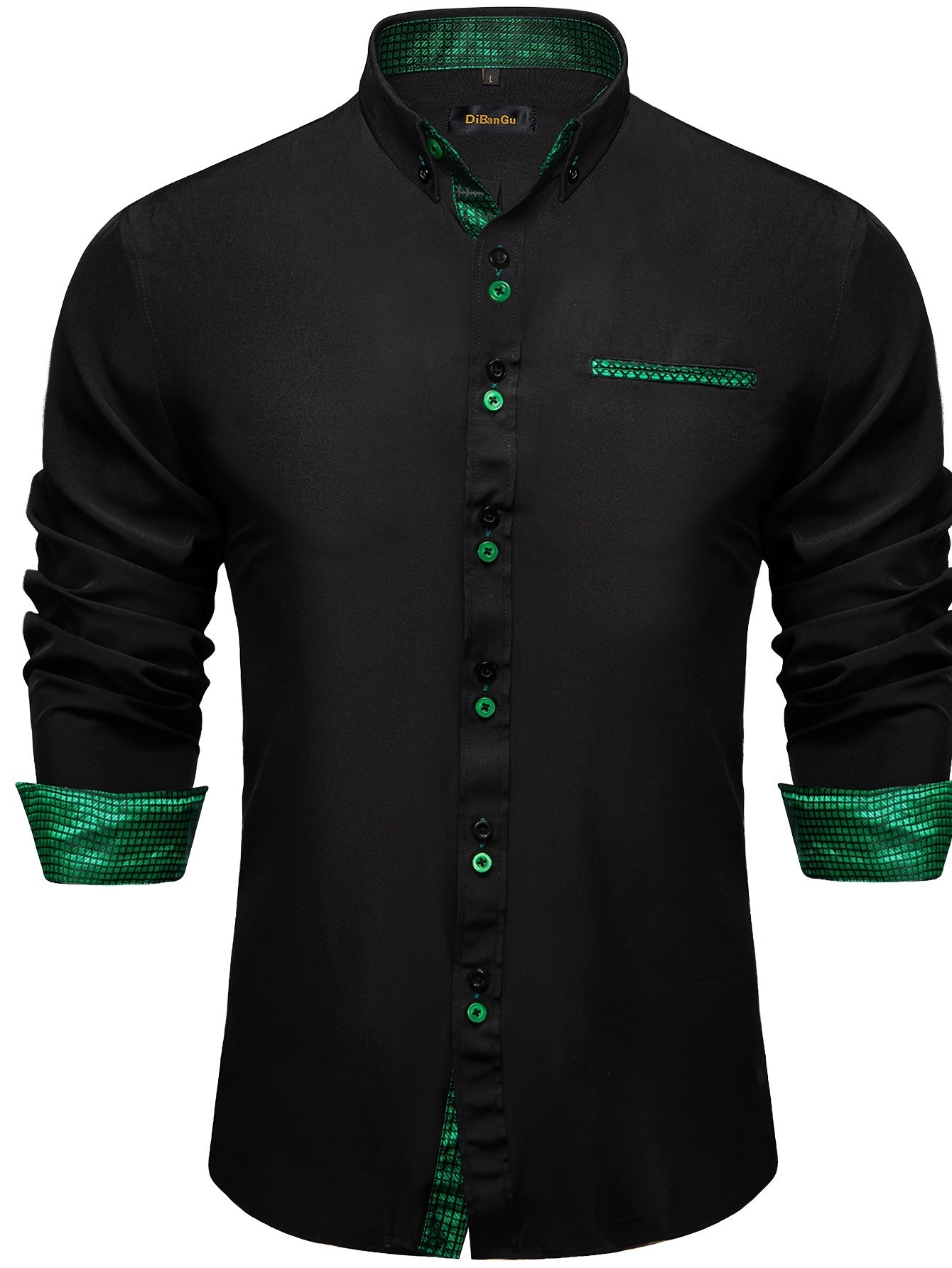 Men's Patchwork Lapel Collar Design Dress Shirts,