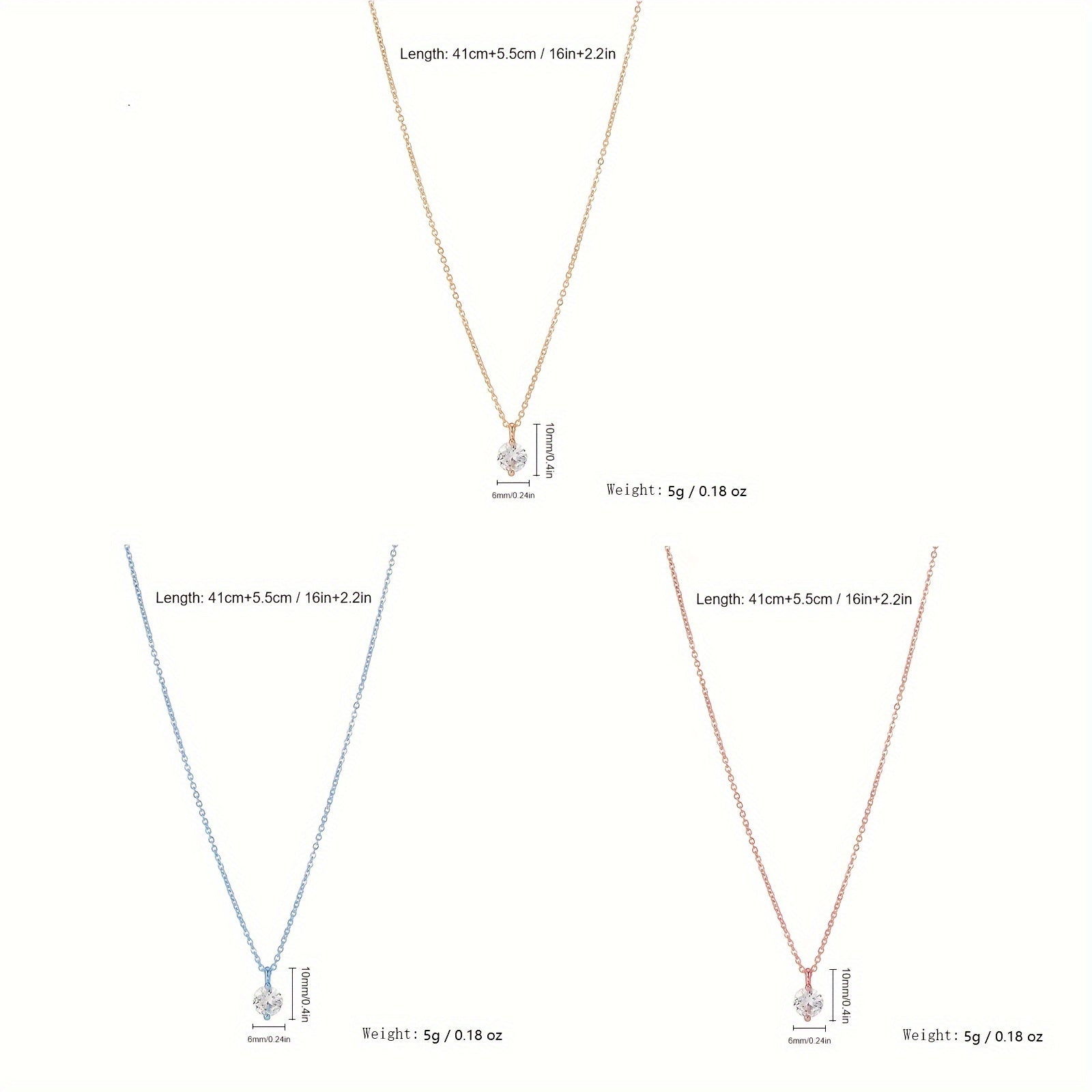 Round Shape Zircon Necklace Female 14K Plated Clavicle Chain Neck Chain Jewelry Gift