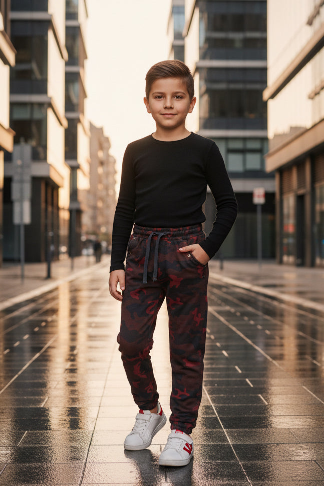 Children’s Camo Jogger Trousers Drawstring Camouflage | Sizes 1-8 Years | MH