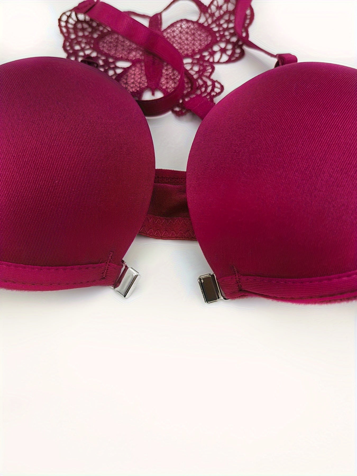 2sets Contrast Lace Underwire Bra & Panty, /MH