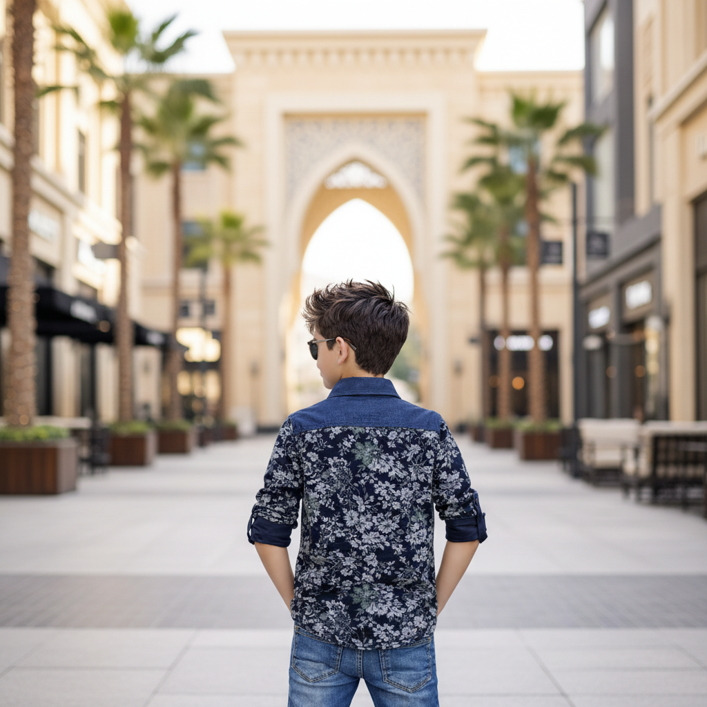 Blue Dino Contrast Long Sleeve Denim Shirt (2-12yrs)MH