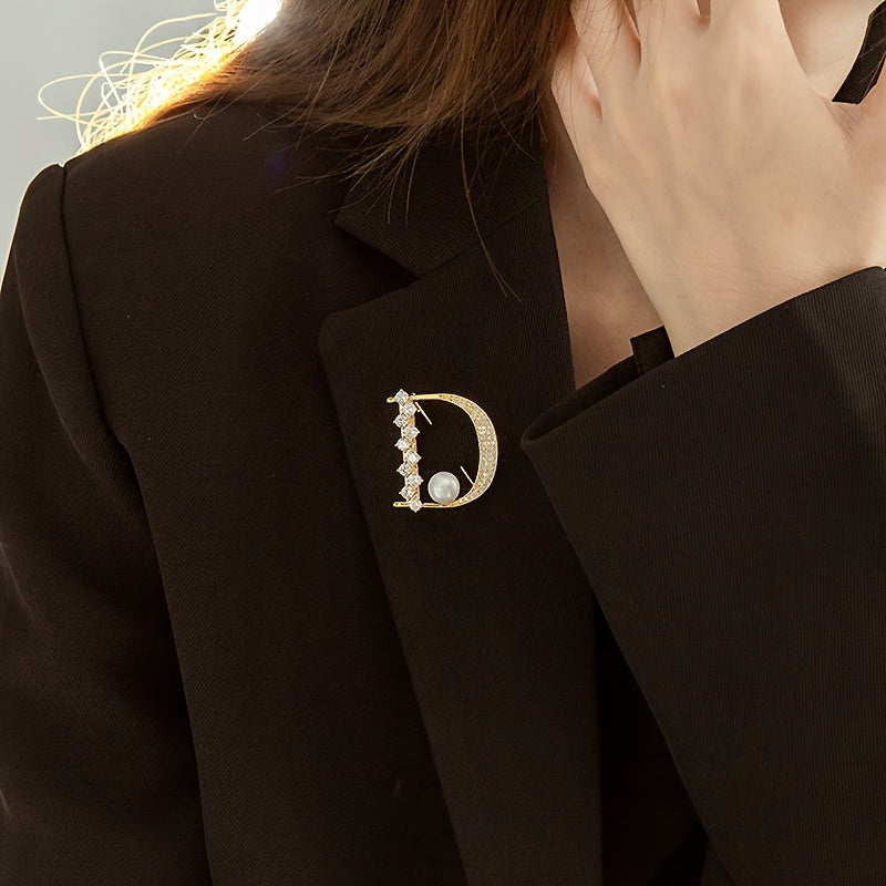 Brooch Pin Faux Pearl Inlaid Lapel Pin For Women Dress Sweater.