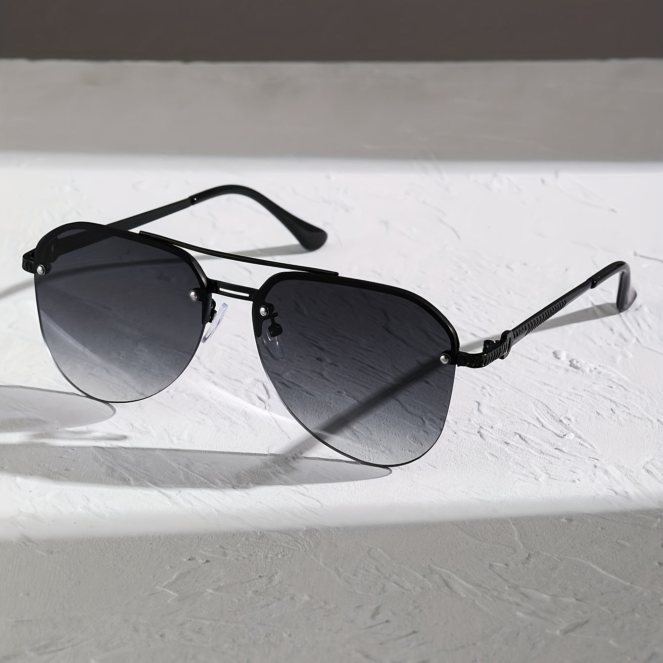 Fashion Glasses For Women Men Gradient Rimless Metal Shades .