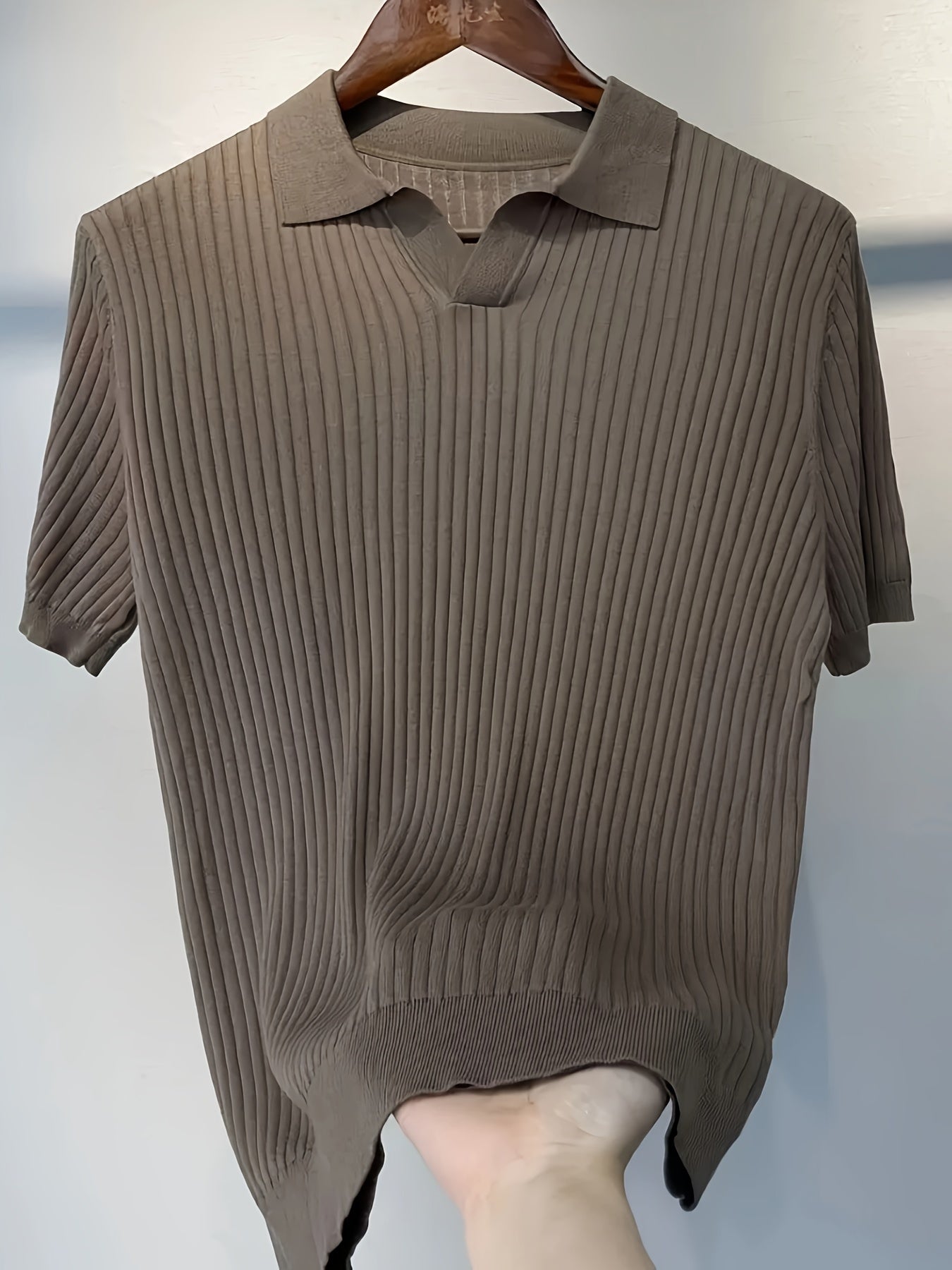 Men's Stripe Pattern Sweater, Casual Breathable Medium Stretch .