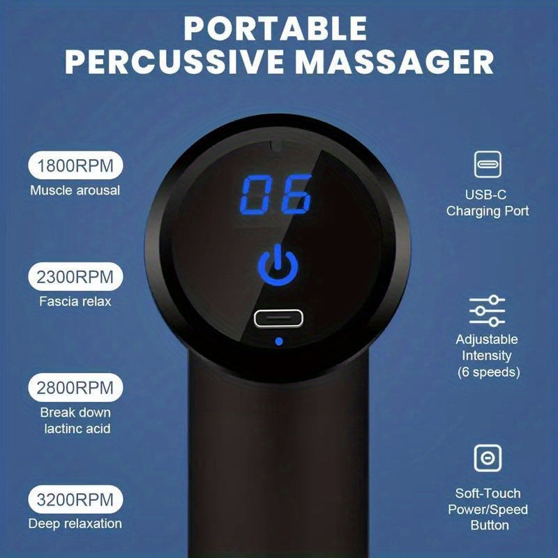1pc Massage Gun, Deep Tissue Muscle Handheld Impact Massager, Suitable For Body, Back, And Neck Massage Relaxation, Ultra Compact And Elegant Design, High Torque Power Supply, Father's Day Gift For Dad