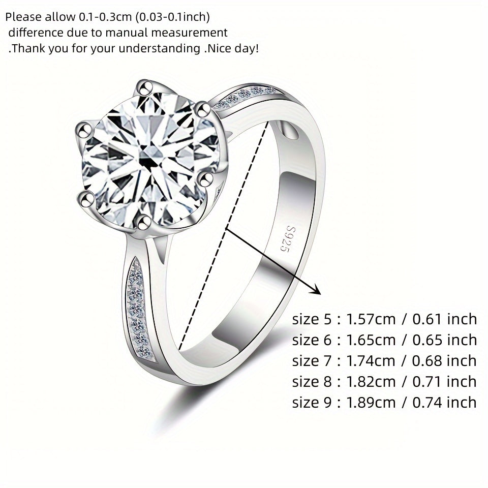 3ct Moissanite Ring 925 Sterling Silver Multi Colors To Choose High Quality Wedding Ring For Brides With Certificate And Gift Box