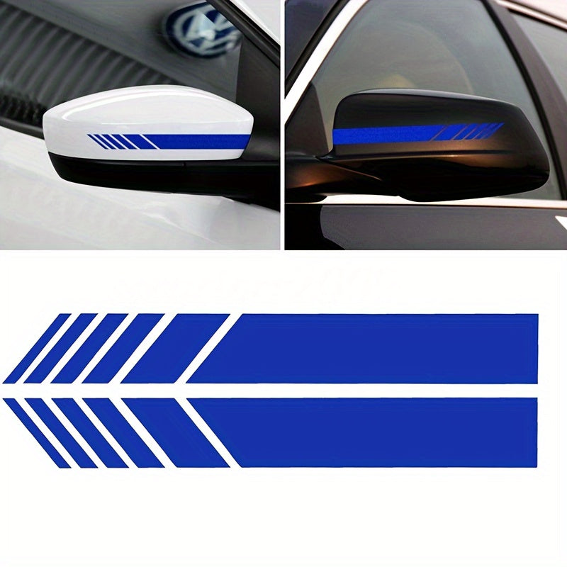 2-Piece Premium Pe Car Decals - Stylish Rearview Mirror & Side Stripe Accents For Enhanced Vehicle Appearance